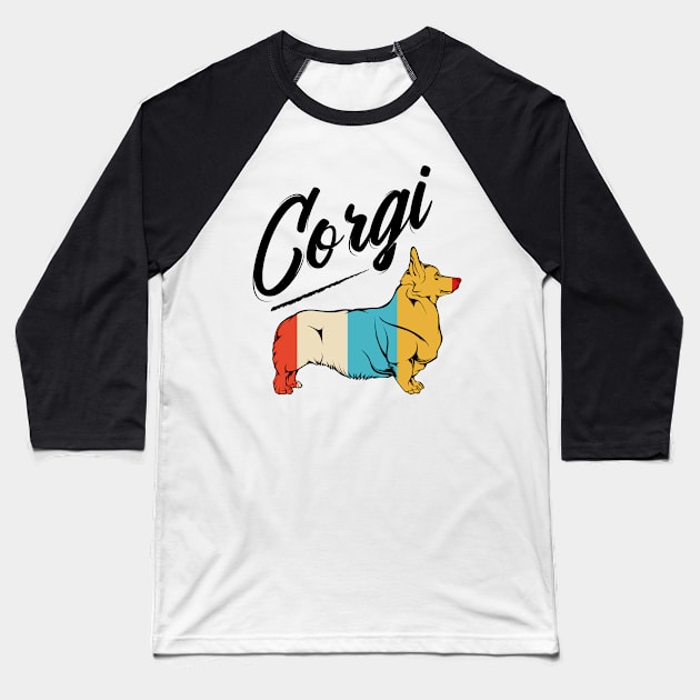 Welsh Corgi - Retro Style Vintage Corgi Baseball T-Shirt by Lumio Gifts